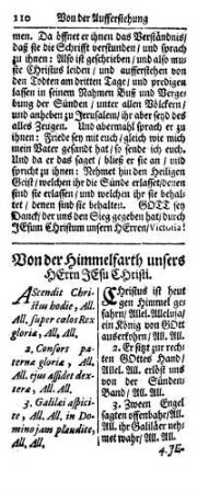 Von der Himmelfarth unsers HErrn JEsu Christi.