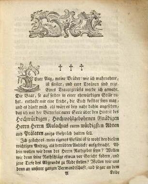 Lob- und Leichen-Rede auf weiland den hochwürdigen, hochwohlgebohrnen, gnädigen Herrn Malachias, des berühmten Klosters zu Langheim, befreyten Cisterzienser Ordens, würdigsten Abten und Prälaten, Ihro Kaiserlichen Maiestät geheimen Kaplan