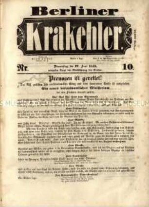 Politisch-satirische Zeitschrift. 1. Jahrgang, 1848