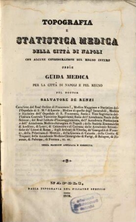 Topografia italica medica della città di Napoli ...