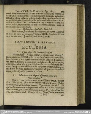 Locus Decimus Septimus De Ecclesia