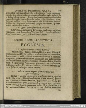 Locus Decimus Septimus De Ecclesia