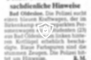 Polizei Oldesloe bittet um sachdienliche Hinweise