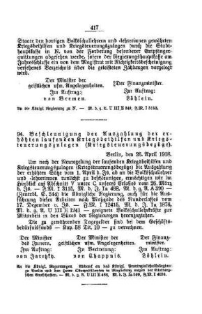 Beschleunigung der Auszahlung der erhöhten laufenden Kriegsbeihilfen und Kriegsteuerungszulagen (Kriegsteuerungsbezüge) : [E. Öffentliches Volksschulwesen]