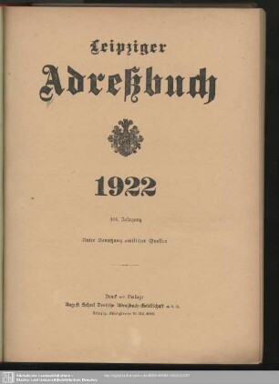 101.1922: Leipziger Adreß-Buch