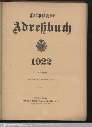 101.1922: Leipziger Adreß-Buch