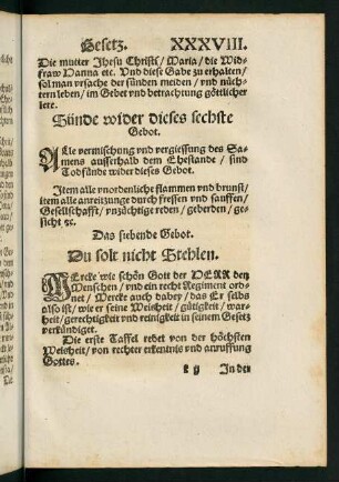 XXXVIII r-XLV r, Das siebende Gebot. Das achte Gebot.