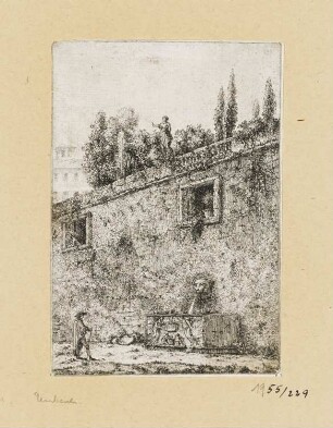 Brunnen an antiker Mauer