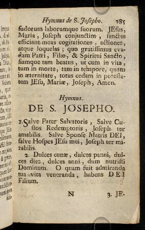 285-301, Hymnus De S. Josepho. Lytaniae De Omnibus Sanctis. Lytaniae De SS. Angelis.