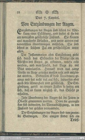 Das 7. Kapitel. Von Entzündungen der Augen