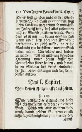 Das I. Capitel. Von denen Augen-Kranckheiten.
