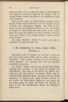 d) Die Behandlung der Bilder, Karten, Pläne, Tabellen [etc].