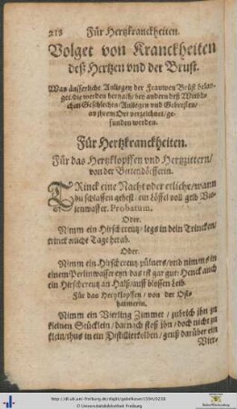 Von Kranckheiten deß Hertzen und der Brust