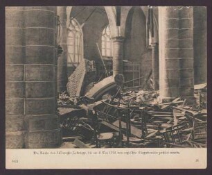 Die Kirche von Lisseweghe-Zeebrügge, die am 8. Mai 1918 von englischen Fliegerbomben zerstört wurde.