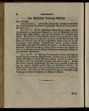 Die Fürstlichen Landtags-Abschiede
