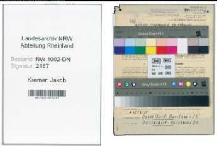 Entnazifizierung Jakob Kremer, geb. 02.01.1907 (Monteur)