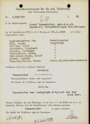Ummenhofer, Josef