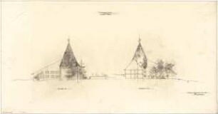 Gsaenger, Gustav; Kindberg / Steiermark (Österreich); Ortserweiterungsplanung, Projekt Hauptschule - Ostseite (Ansicht), Querschnitt