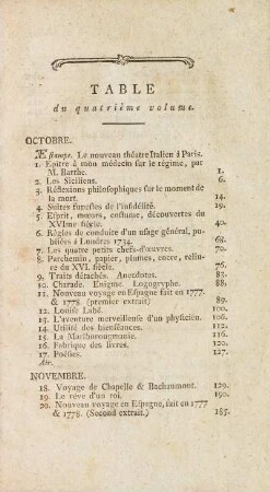 Table du quatrième volume.