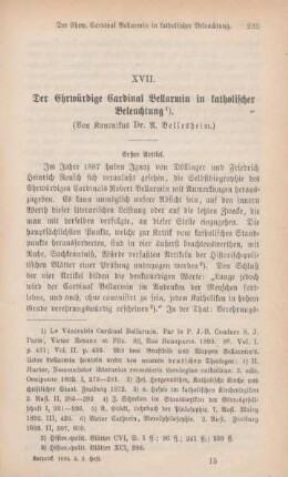 225-246 Der Ehrwürdige Cardinal Bellarmin in katholischer Beleuchtung : I.