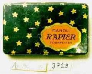 Blechdose für "MANOLI RAPIER 5 ZIGARETTEN"