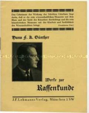 Werbeschrift für rassenkundliche Literatur