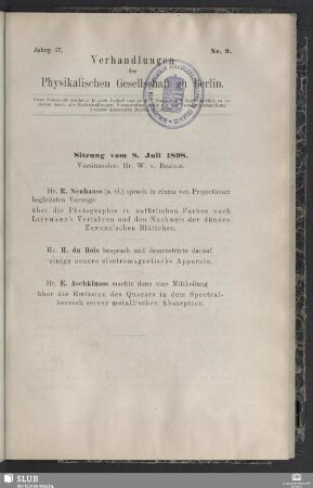 Sitzung vom 8. Juli 1898
