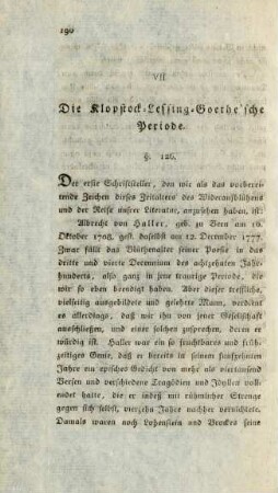 VII. Die Klopstock-Lessing-Goethe'sche Periode