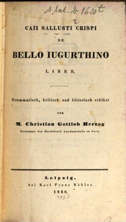 Caii Sallusti Crispi de bello Iugurthino liber