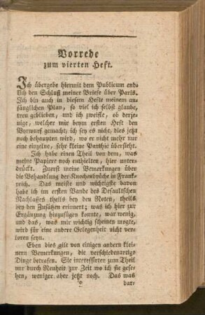 Vorrede zum vierten Heft