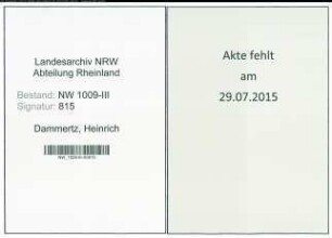 Entnazifizierung Heinrich Dammertz , geb. 25.02.1906 (Landwirt)