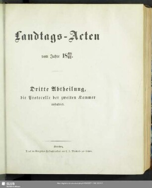 1860/61: Landtags-Acten / Die Protocolle der 2. Kammer