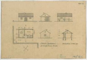 Fischer, Theodor; München; Bayerische Geschützwerke - Arbeits - u. Gerätehaus für die Gärtnerei (Grundriss, Ansichten, Schnitt)