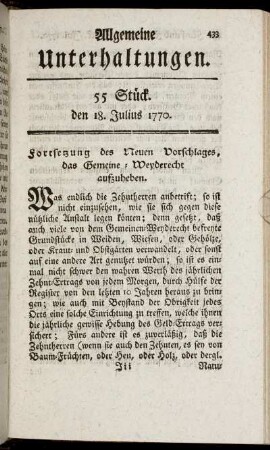 55 Stück. den 18. Julius 1770.
