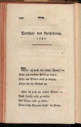 Vortheile des Reichthums. 1787.