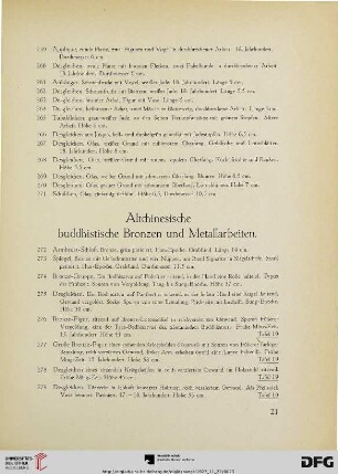 Altchinesische buddhistische Bronzen und Metallarbeiten (Nr. 272-296)