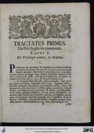 Tractatus I. De Privilegiis in communi.