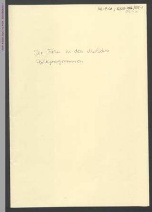 Die Frau in den deutschen Parteiprogrammen