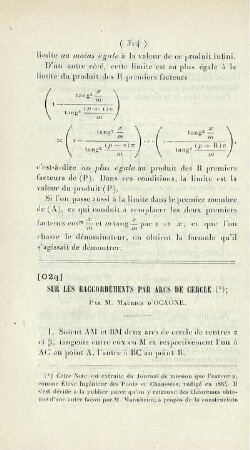 Sur les Raccordements par de Cercle.