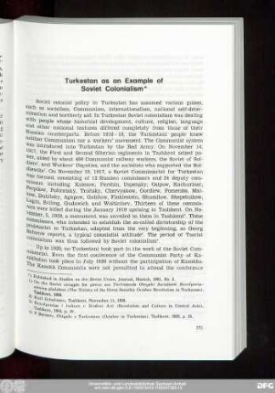 Turkestan as an Example of Soviet Colonialism