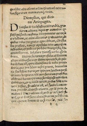 Dionysius, qui dicitur Ariopagita.