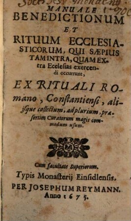 Manuale Benedictionum et rituum, qui saepius extra ecclesias exercendi occurrunt