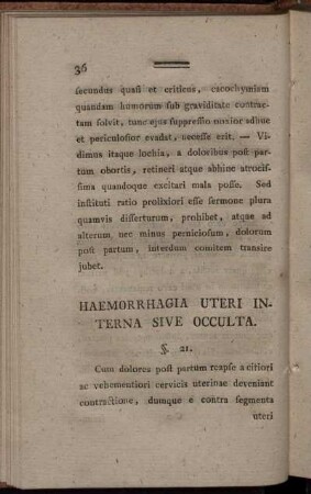 Haemorrhagia Uteri Interna Sive Occulta.