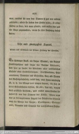 Acht und zwanzigstes Kapitel. Sitten und Gebräuche der Römer; Zählung der Stunden
