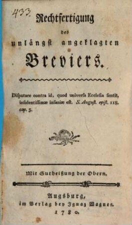 Rechtfertigung des Breviers
