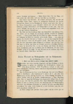 Unsere Tierwelt im Volksglauben und im Volksmunde.