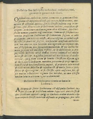 Definitio sive descriptio veteris ac sanioris Lutherani.
