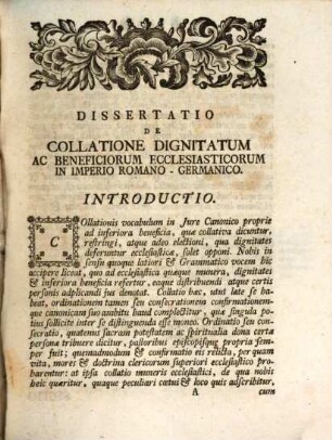 Commentatio Historico-Juridica De Collatione Dignitatum Ac Beneficiorum Ecclesiasticorum In Imperio Romano-Germanico