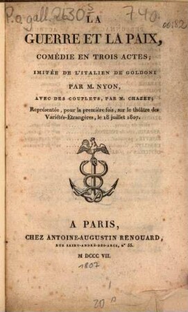 La guerre et la paix : Comédie en 4 actes