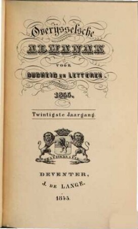 Overijsselsche almanak voor oudheid en letteren. 20, 20. 1855